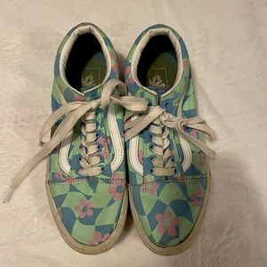 Discontinued Vans Old Skool Stacked platform checkered print floral shoes